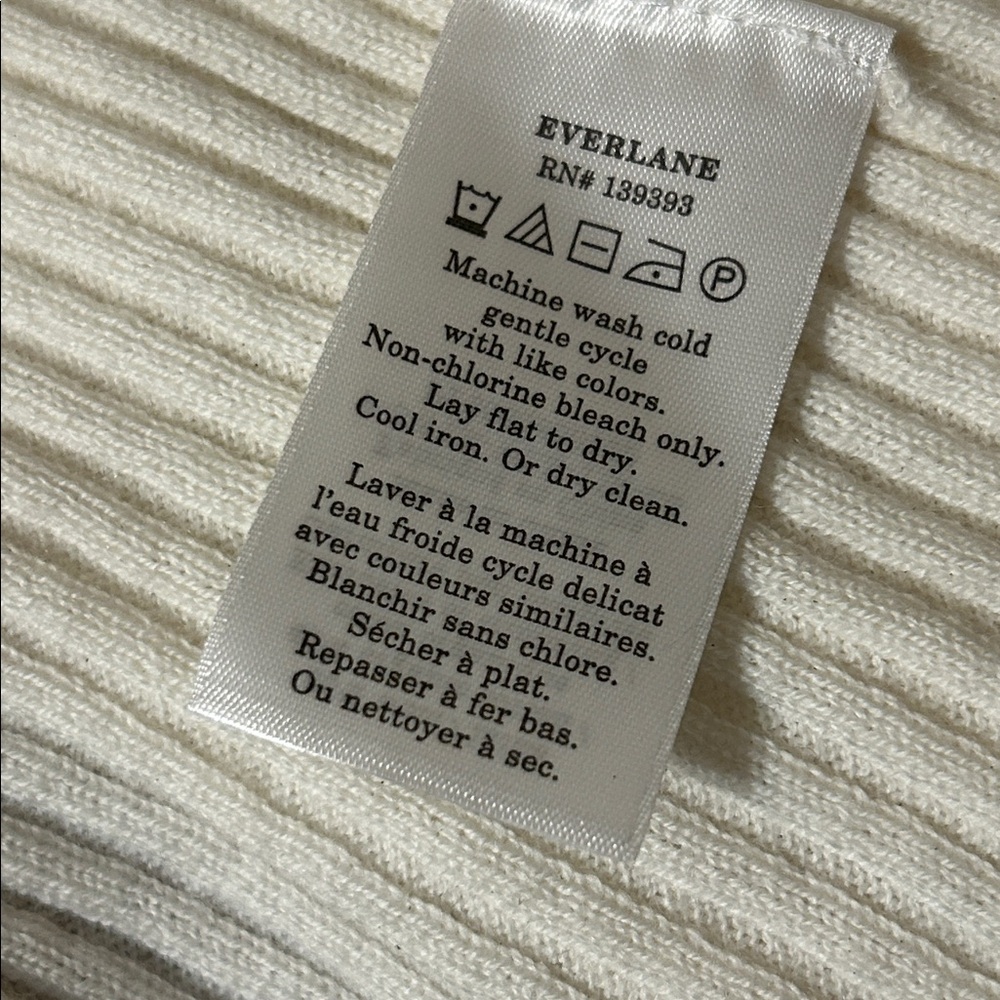 Everlane Cream Double Tie-Front Ribbed Cardigan Size XL Wool Cotton - Picture 4 of 7